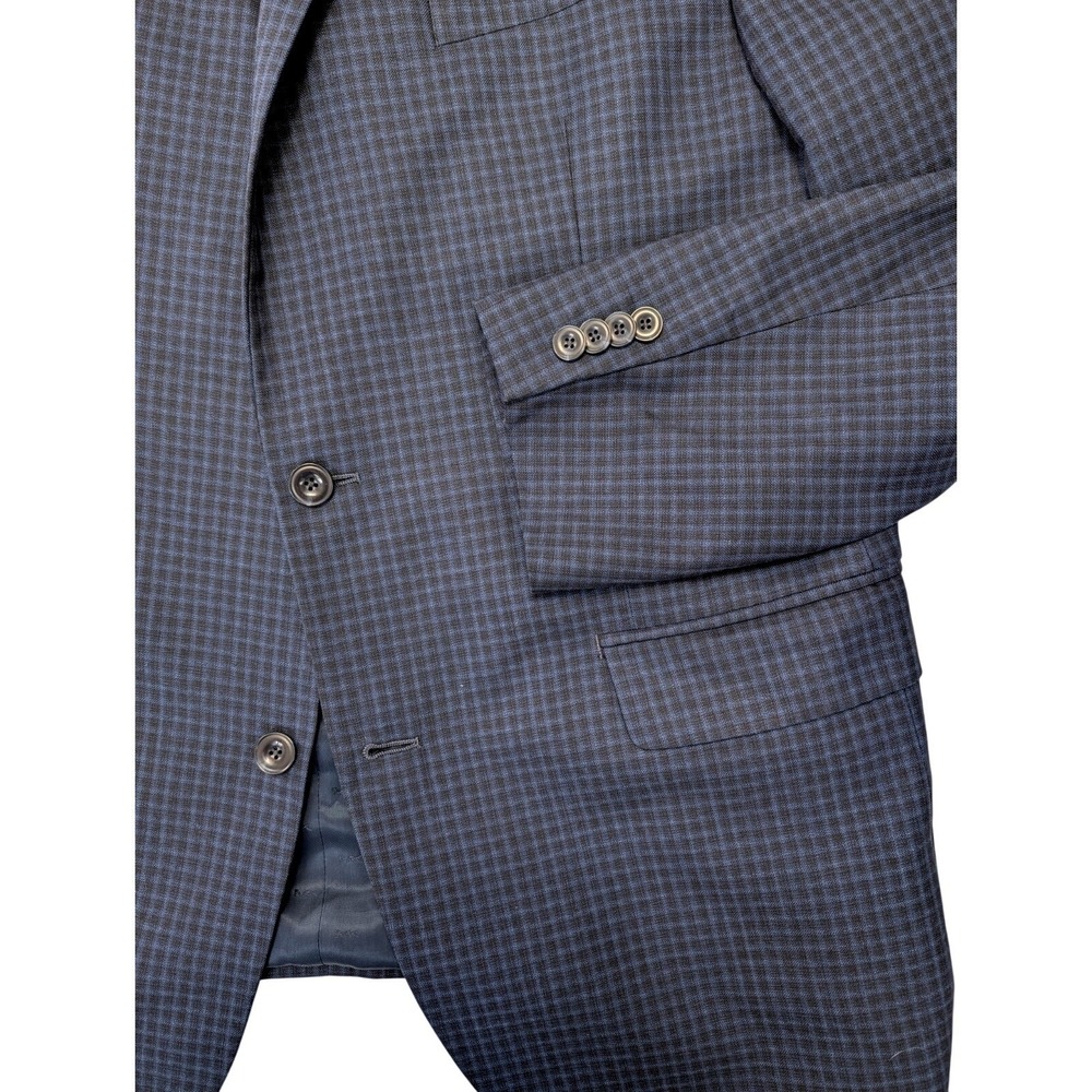 Michael Kors Sport Coat Blazer Mens 44L Dark Blue Check Two Button Double Vent